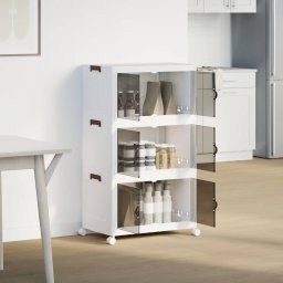 vidaXL Opbergbox stapelbaar met wielen 3-laags 75 L 64x39,5x110,5 cm
