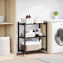 vidaXL Opbergplank op wielen zwart 71x34x88 cm staal
