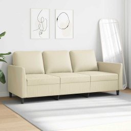 vidaXL Driezitsbank 180 cm kunstleer crèmekleurig