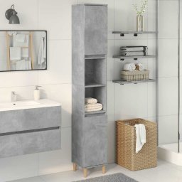 vidaXL Badkamerkast 30x30x190 cm bewerkt hout betongrijs