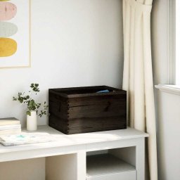 vidaXL Houten kist met handvatten 40x30x23 cm massief grenenhout zwart