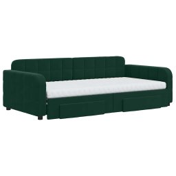 vidaXL Slaapbank onderschuifbed lades 100x200 cm fluweel donkergroen