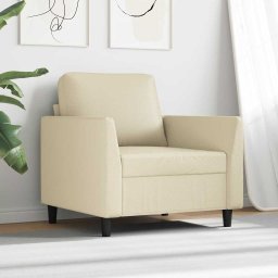 vidaXL Fauteuil 60 cm kunstleer crèmekleurig
