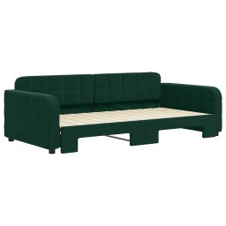 vidaXL Slaapbank met onderschuifbed 100x200 cm fluweel donkergroen