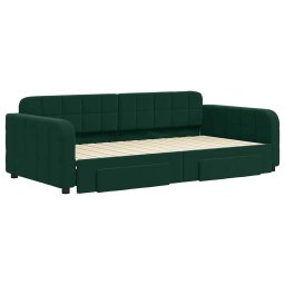 vidaXL Slaapbank onderschuifbed lades 100x200 cm fluweel donkergroen