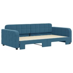 vidaXL Slaapbank met onderschuifbed 100x200 cm fluweel blauw