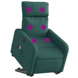 vidaXL Sta-op-massagestoel elektrisch verstelbaar stof donkergroen