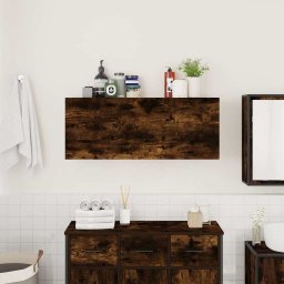 vidaXL Badkamerwandkast 100x25x40 cm bewerkt hout gerookt eikenkleurig
