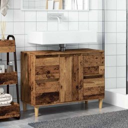 vidaXL Wastafelkast 80x33x60 cm bewerkt hout oud houtkleurig