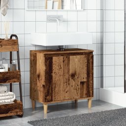 vidaXL Wastafelkast 58x33x60 cm bewerkt hout oud houtkleurig