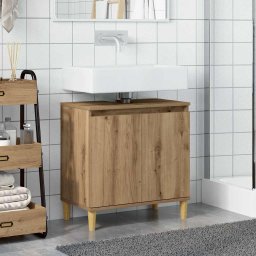 vidaXL Wastafelkast 58x33x60 cm bewerkt hout artisanaal eikenkleur
