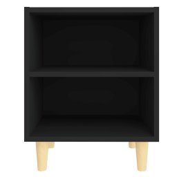 vidaXL Nachtkastje met massief houten poten 40x30x50 cm zwart