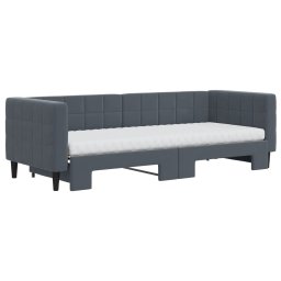 vidaXL Slaapbank onderschuifbed matrassen 80x200cm fluweel donkergrijs