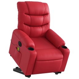 vidaXL Sta-op-massagestoel elektrisch kunstleer rood