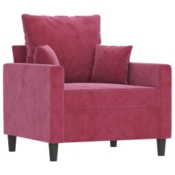 vidaXL 3-delige Loungeset met kussens fluweel wijnrood