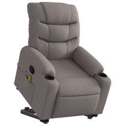 vidaXL Sta-op-massagestoel verstelbaar stof taupe