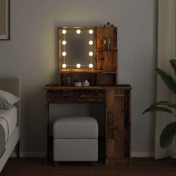 vidaXL Kaptafel met LED-verlichting 86,5x35x136 cm oud houtkleurig