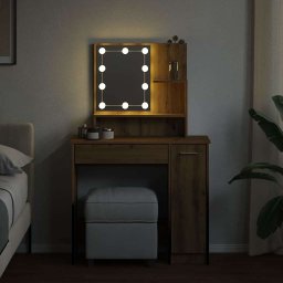 vidaXL Kaptafel met LED-verlichting 86,5x35x136 cm artisanaal eiken