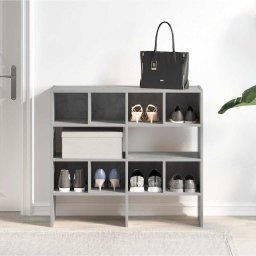 vidaXL Schoenenrekken 2 st stapelbaar 89,5x30x40 cm betongrijs