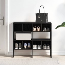 vidaXL Schoenenrekken 2 st stapelbaar 89,5x30x40 cm zwart eikenkleurig