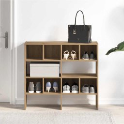 vidaXL Schoenenrekken 2 st stapelbaar 89,5x30x40 cm artisanaal eiken