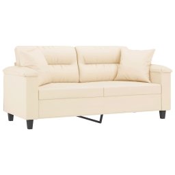 vidaXL Tweezitsbank met kussens 140 cm microvezelstof beige