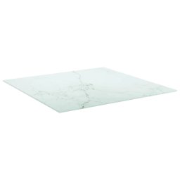 vidaXL Tafelblad marmerontwerp 6 mm 70x70 cm gehard glas wit