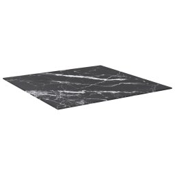 vidaXL Tafelblad 70x70 cm 6 mm gehard glas met marmeren design zwart