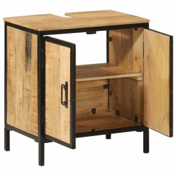 vidaXL Wastafelkast 55x35x60 cm massief mangohout en ijzer