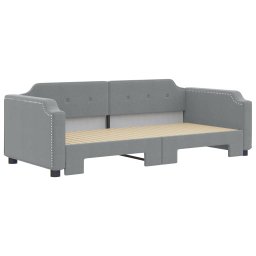 vidaXL Slaapbank met onderschuifbed 90x200 cm stof lichtgrijs