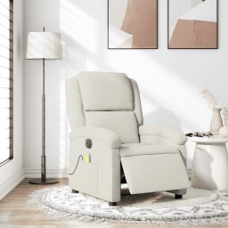 vidaXL Massagestoel elektrisch verstelbaar fluweel crèmekleurig
