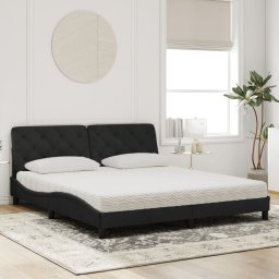 vidaXL Bed met matras fluweel zwart 180x200 cm