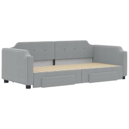 vidaXL Slaapbank onderschuifbed en lades 100x200 cm stof lichtgrijs