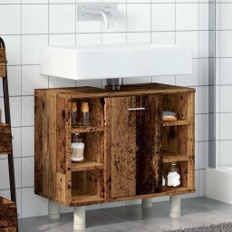 vidaXL Badkamerkast 60x32x53,5 cm bewerkt hout oud houtkleurig