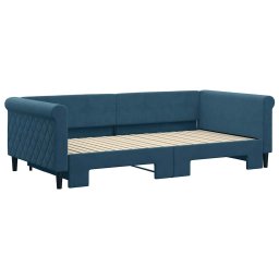 vidaXL Slaapbank met onderschuifbed 100x200 cm fluweel blauw