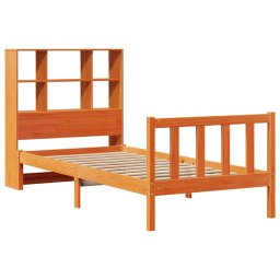 vidaXL Bed met boekenkast zonder matras grenenhout wasbruin 75x190 cm