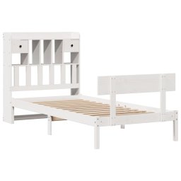 vidaXL Bed met boekenkast zonder matras grenenhout wit 75x190 cm