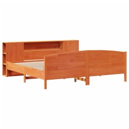 vidaXL Bed met boekenkast zonder matras grenenhout wasbruin 200x200 cm