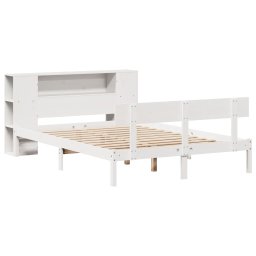 vidaXL Bed met boekenkast zonder matras grenenhout wit 150x200 cm