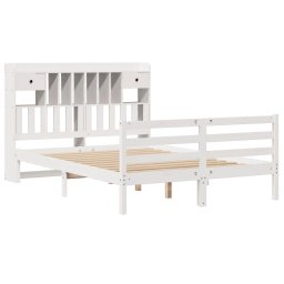 vidaXL Bed met boekenkast zonder matras grenenhout wit 150x200 cm