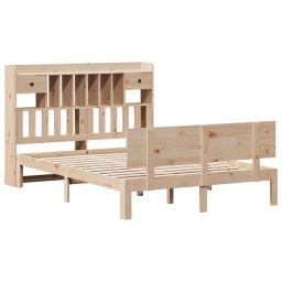 vidaXL Bed met boekenkast zonder matras massief grenenhout 140x190 cm