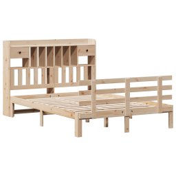 vidaXL Bed met boekenkast zonder matras massief grenenhout 140x190 cm