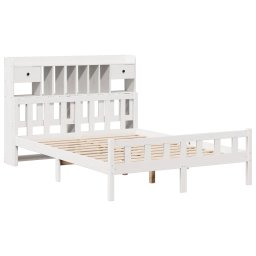 vidaXL Bed met boekenkast zonder matras grenenhout wit 160x200 cm