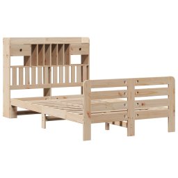 vidaXL Bed met boekenkast zonder matras massief grenenhout 135x190 cm