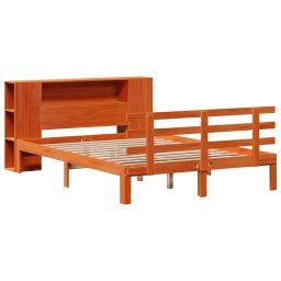 vidaXL Bed met boekenkast zonder matras grenenhout wasbruin 140x190 cm
