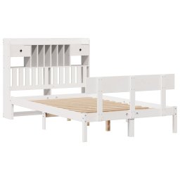 vidaXL Bed met boekenkast zonder matras grenenhout wit 135x190 cm