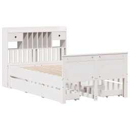 vidaXL Bed met boekenkast zonder matras grenenhout wit 135x190 cm