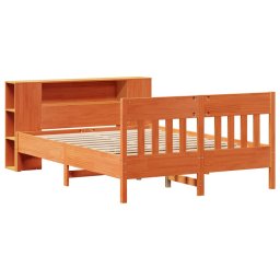 vidaXL Bed met boekenkast zonder matras grenenhout wasbruin 140x190 cm
