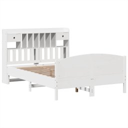 vidaXL Bed met boekenkast zonder matras grenenhout wit 140x200 cm