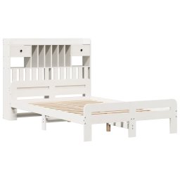 vidaXL Bed met boekenkast zonder matras grenenhout wit 135x190 cm